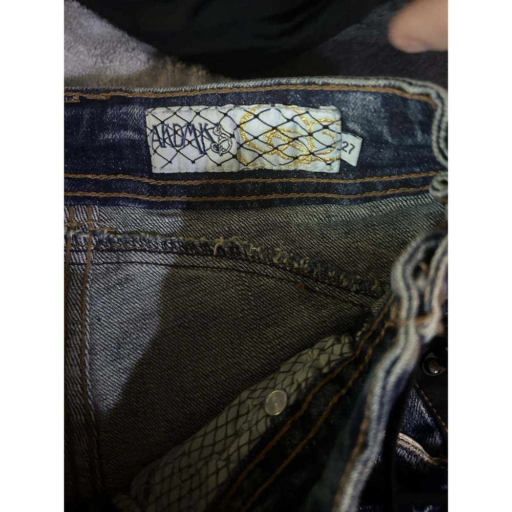 Akademiks Women's Denim Shorts Size 27 Lace Up Zip Detail Y2K Streetware - Picture 4 of 6